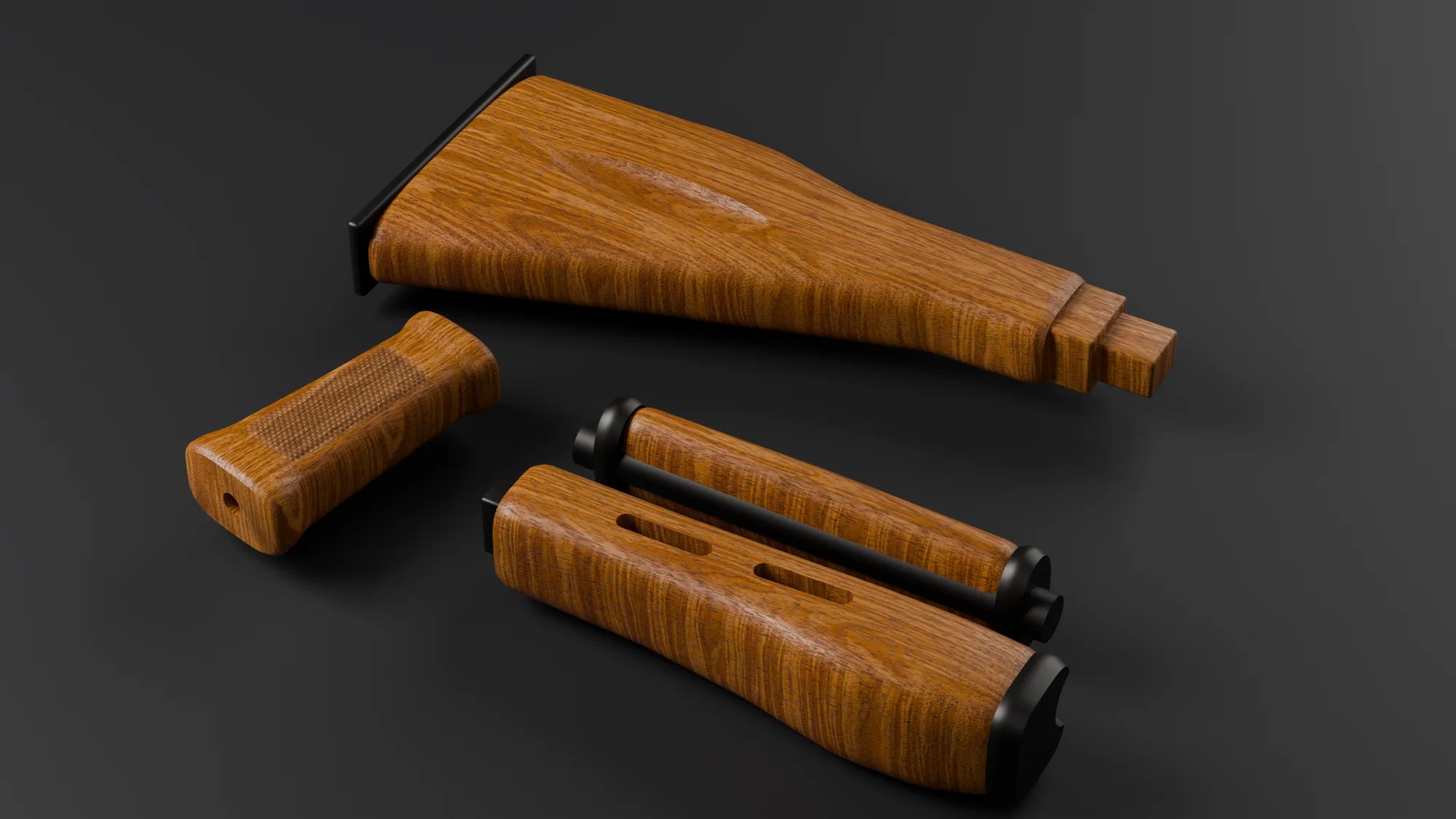 Conjunto de tipo AK de muestra en roble aceitado, en perspectiva
