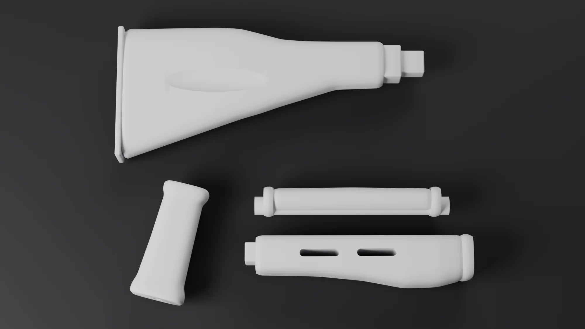 Modelo 3D de un conjunto de tipo AK sin acabado